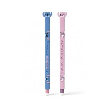 Set 2 penne gel cancellabili nera e blu Stitch