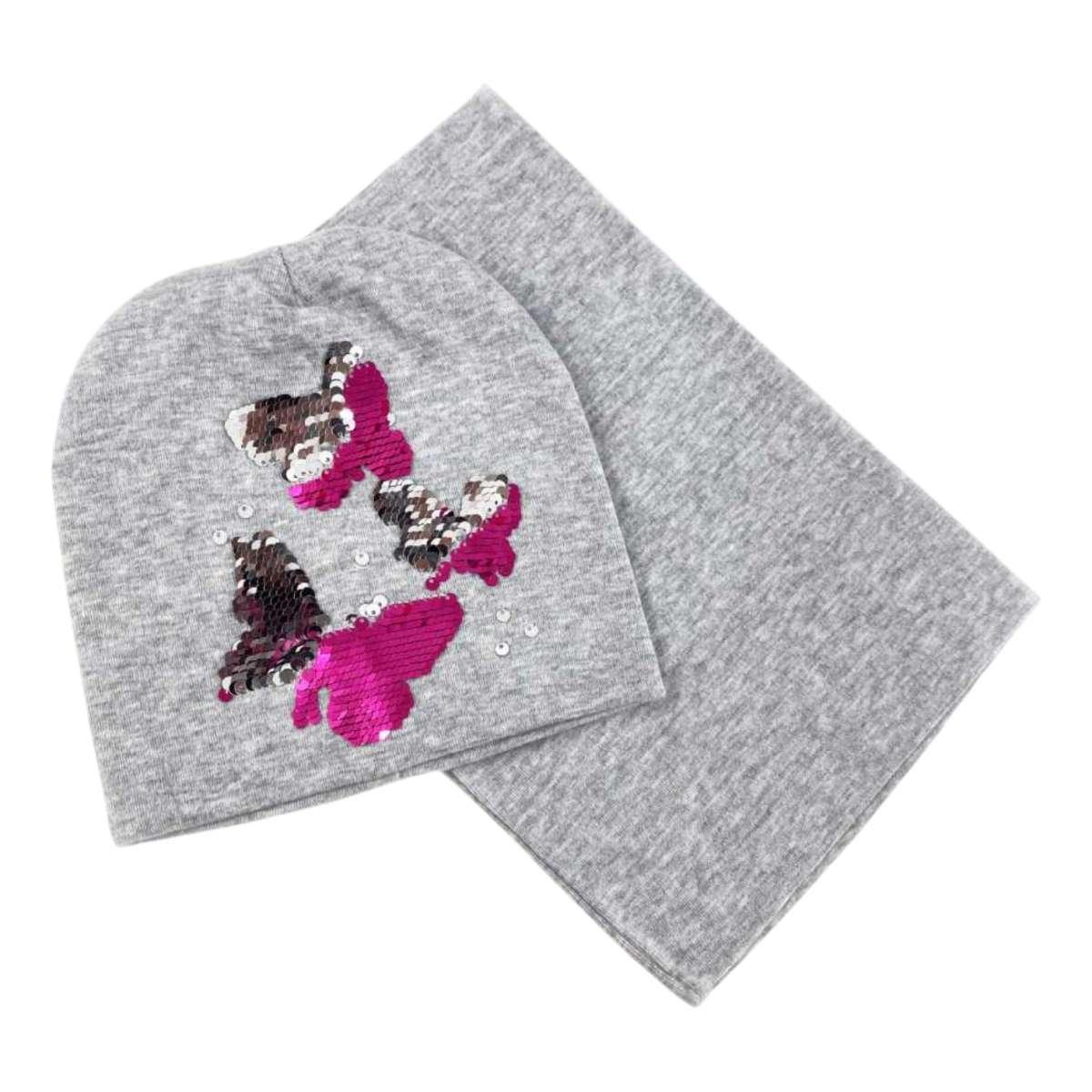 Set bimba cappello e scaldacollo farfalle paillettes Le Kikke