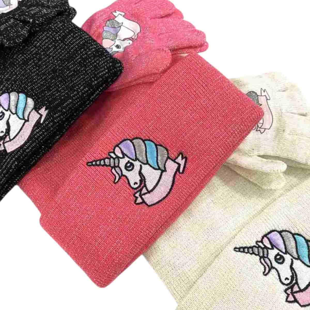Set bimba cappello e guanti unicorno Le Kikke