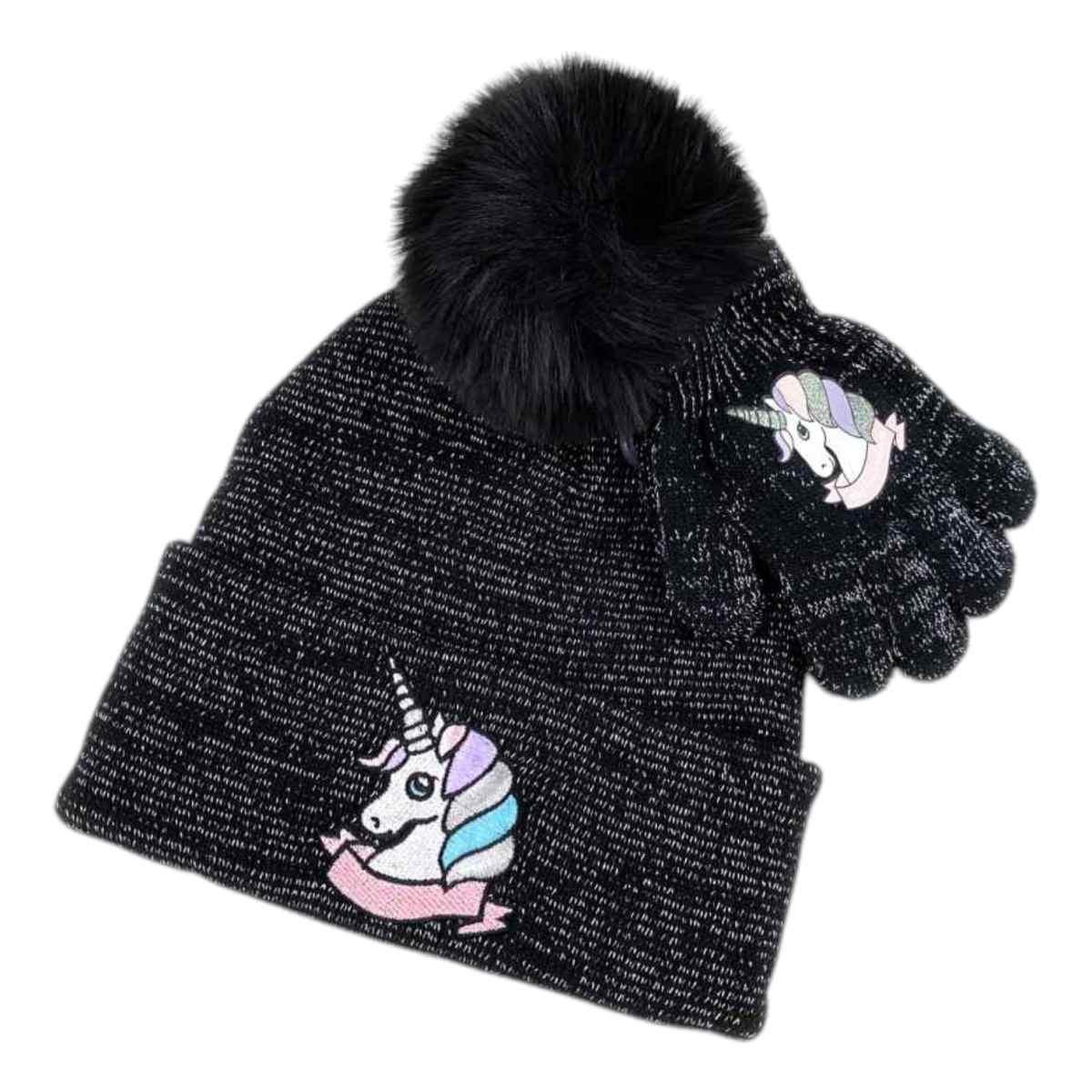 Set bimba cappello e guanti unicorno Le Kikke