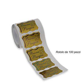 100 etichette adesive buona pasqua in pvc