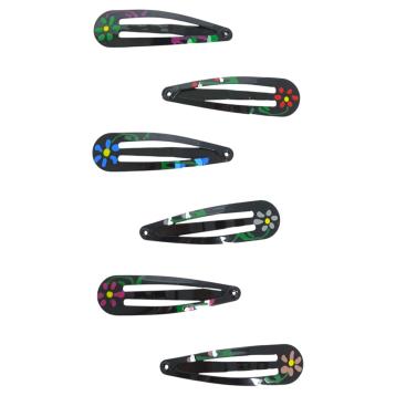 Clic clac per capelli in metallo 4 cm nero con fiori