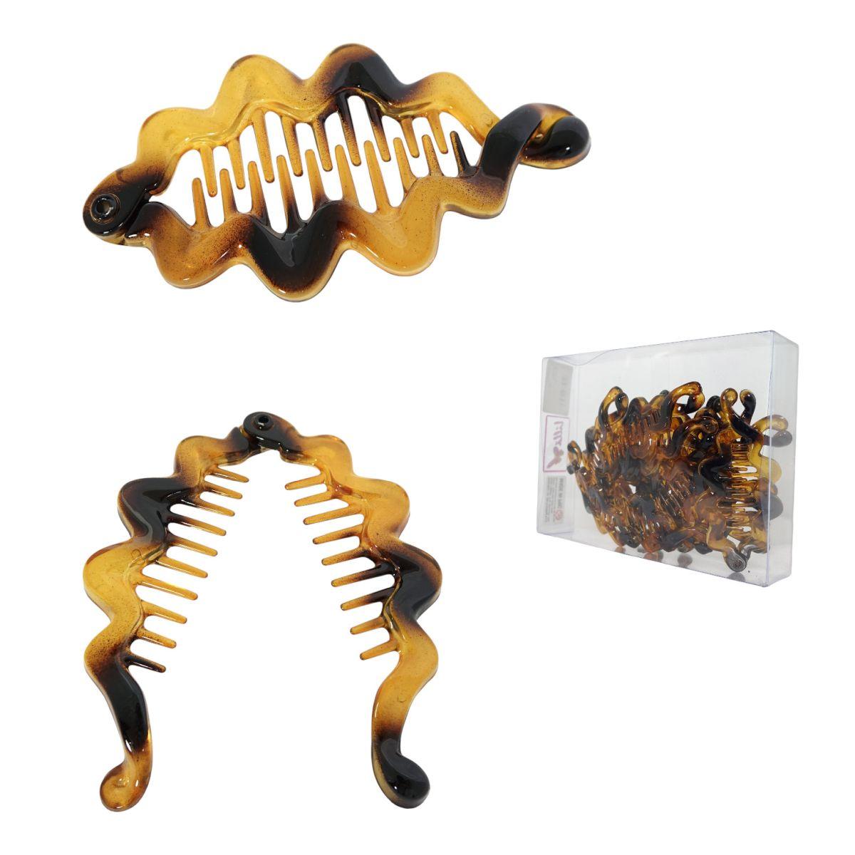 Clip per capelli a banana ondulata in plastica tartarugata Lillà