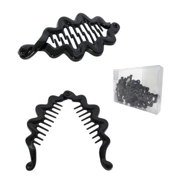 Clip per capelli a banana ondulata nera in plastica Lillà