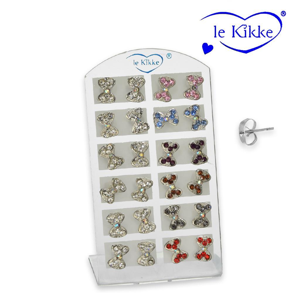 Orecchini fiocco strass card da 12 paia