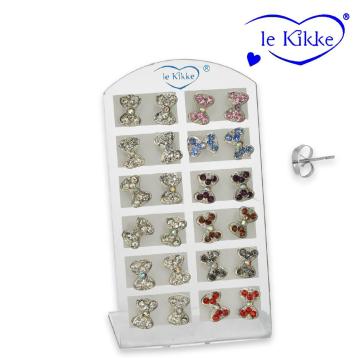 Orecchini fiocco strass card da 12 paia