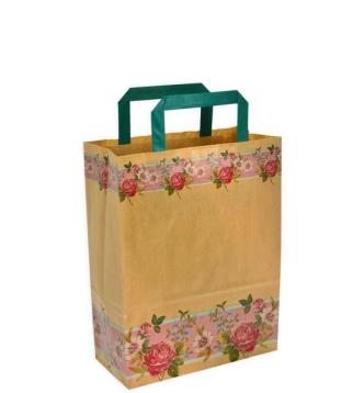 Shoppers in carta fantasia fascia fiorita  h29 X l22 X p10 manico piatto