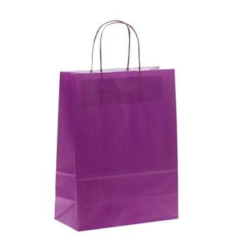 Shoppers carta  H41 X L36 X P 12 colore viola manico ritorto