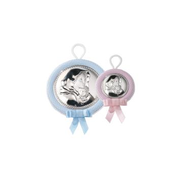 Medaglione culla carillon d.11 cm Madonna ferruzzi rosa Valenti