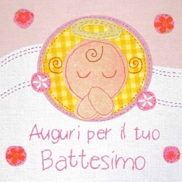 Biglietti auguri battesimo bimba 16x16 cm