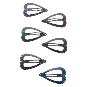 Clic clac per capelli 4 cm cuore nero con righe colorate