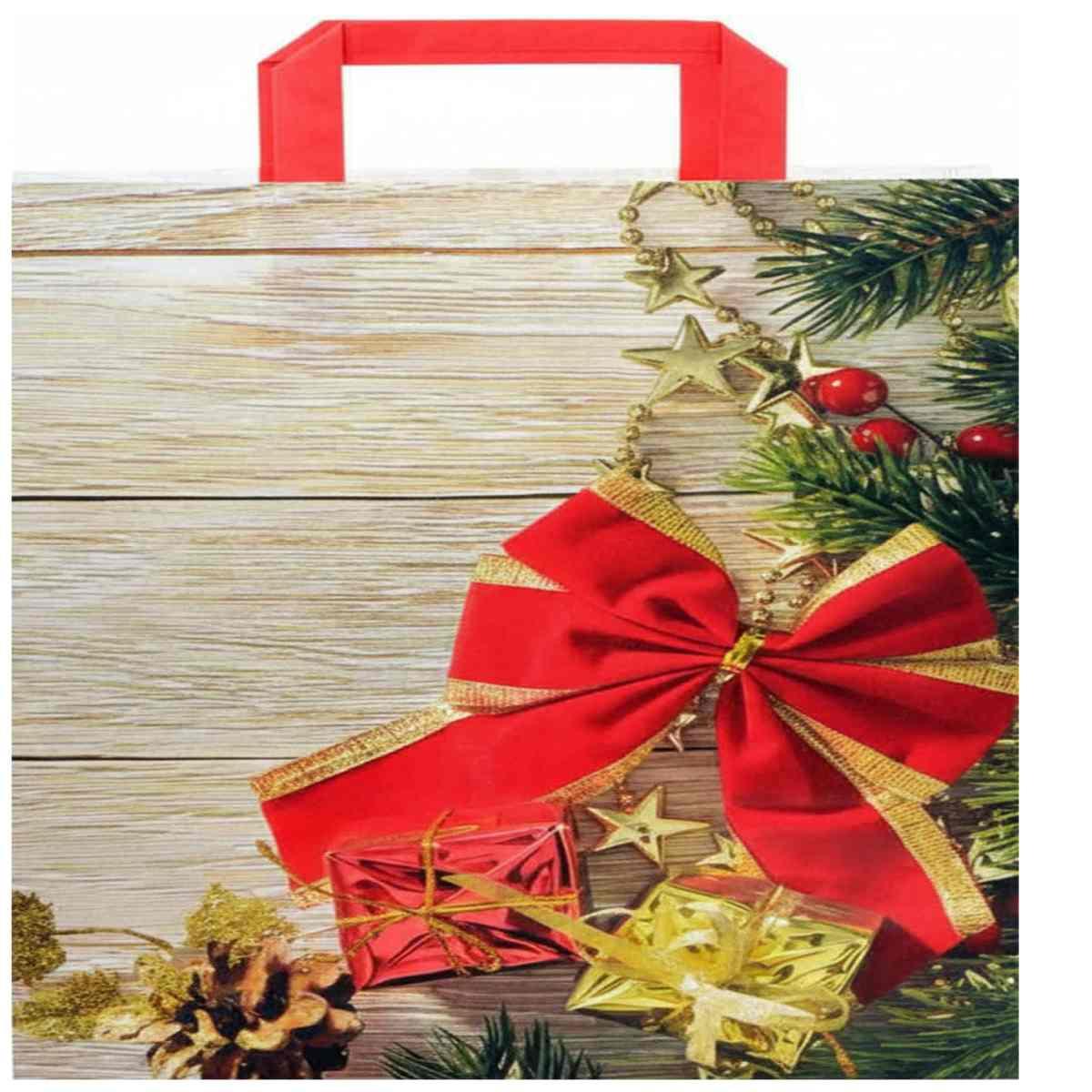 Shopper in carta h.49 x l.45 x p.15 cm fantasia natalizia Merry Christmas