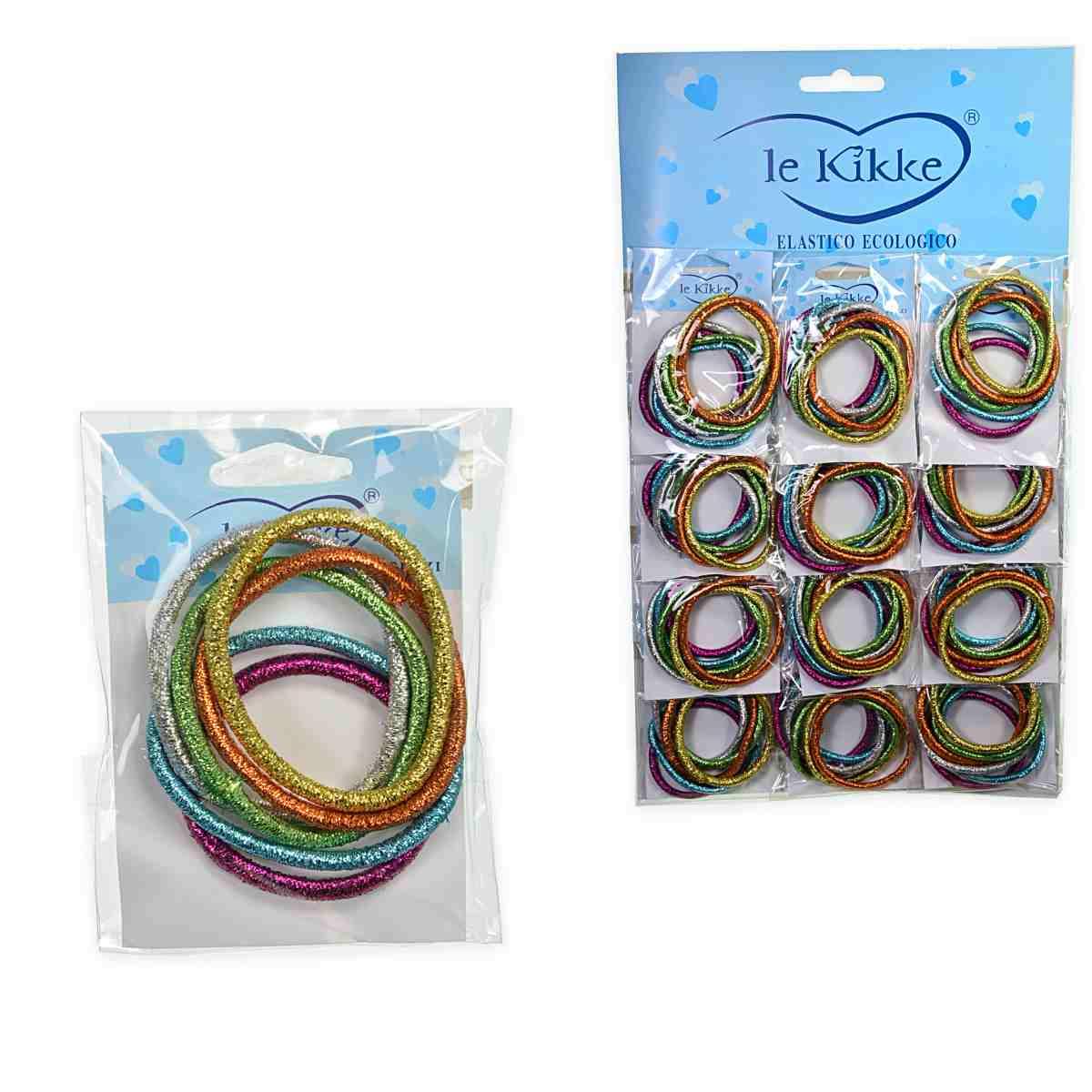 Elastici su card 12 bustine da 6pz glitterati