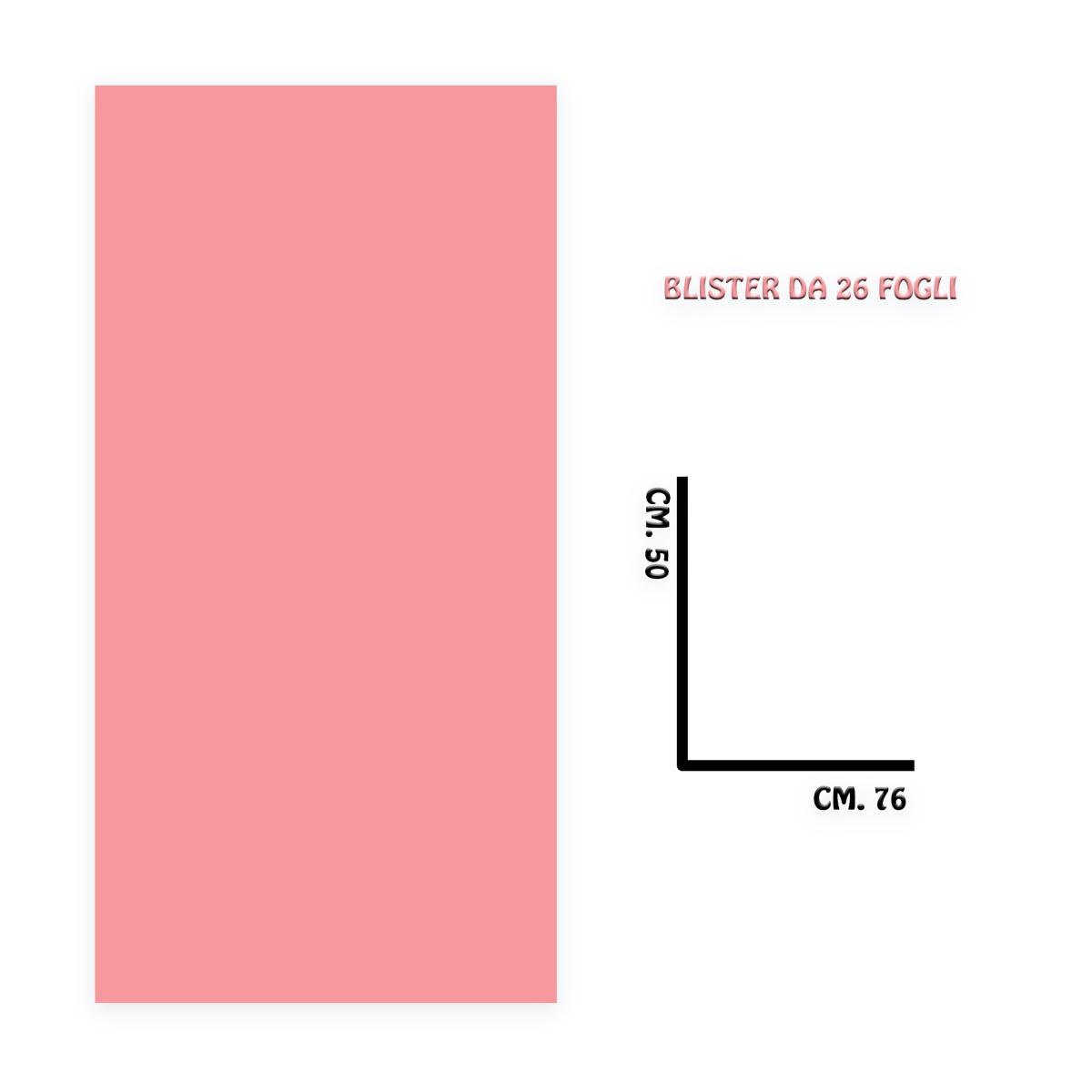 Carta velina f.to 50 x 76 colore rosa blister da 26 fogli gr.20