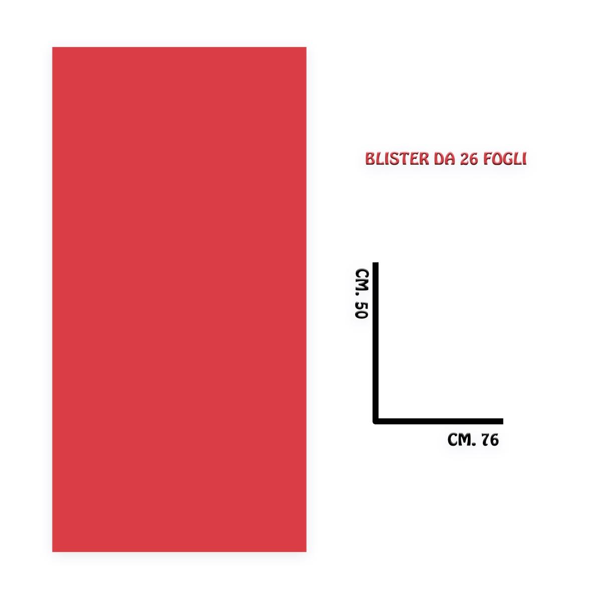 Carta velina f.to 50 x 76 colore rosso blister da 26 fogli gr.20