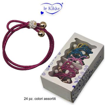 Elastico glitter c/pietra e pallino strass