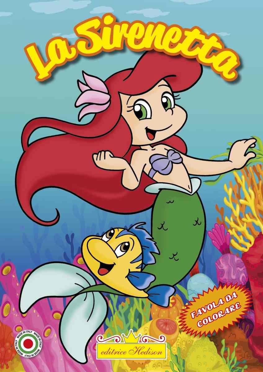 Libro da colorare con favola da leggere la sirenetta
