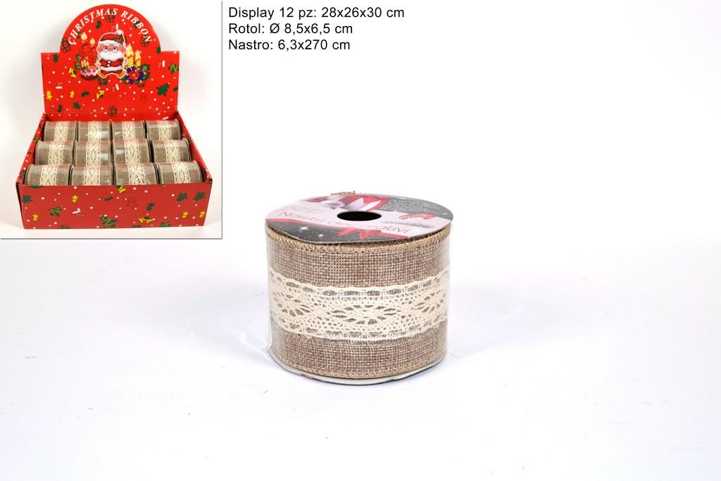 Rotolo juta con merletto 6,3x270cm. naturale art. lch16-027-47