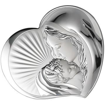 Pannello sacro madonna con bimbo retro legno 7,5x6,5
