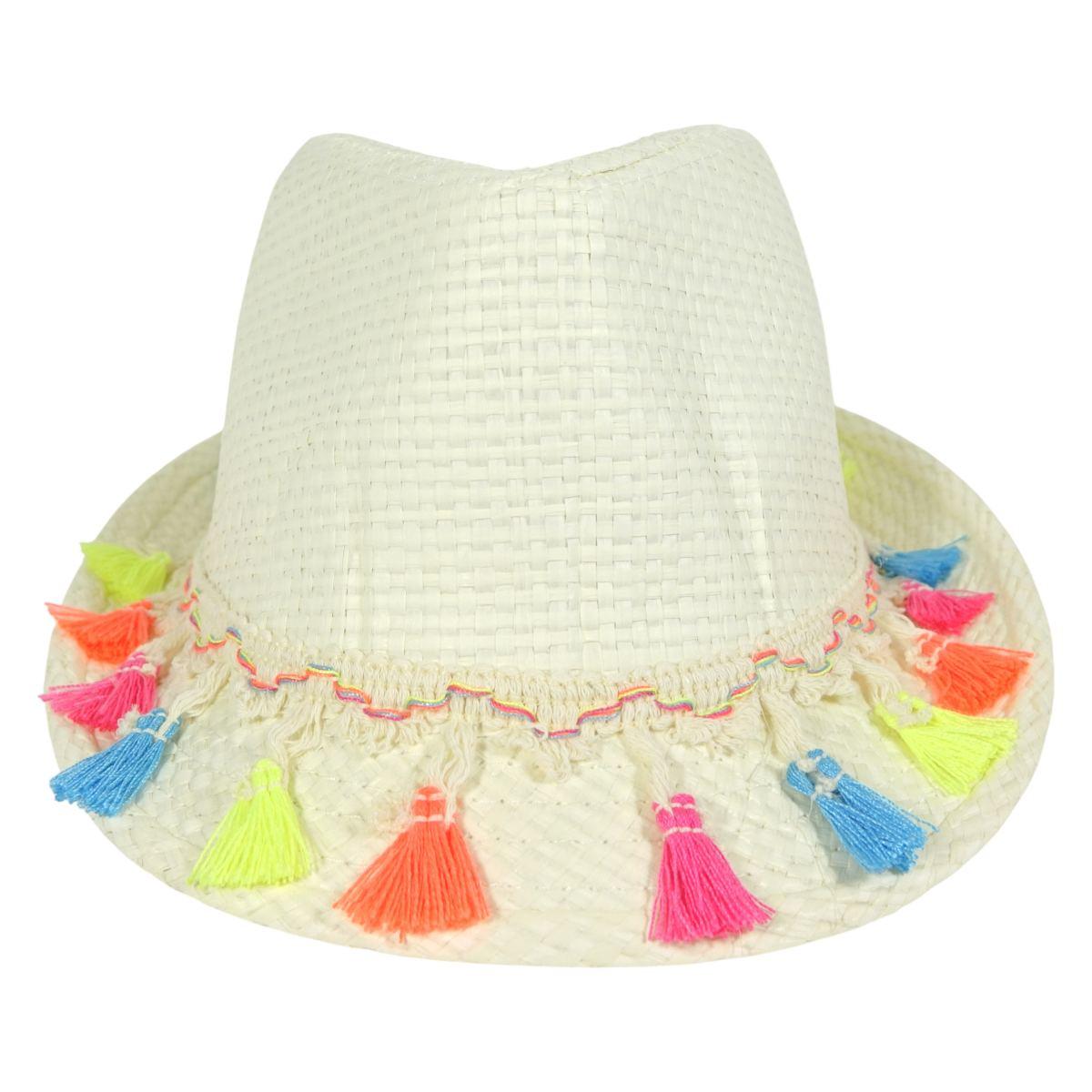 Cappello di paglia con nappine colorate Le Kikke