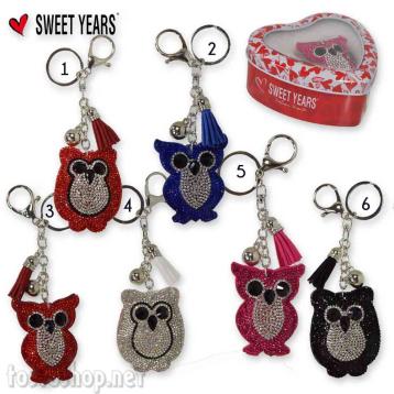 Portachiavi donna strass gufi - sweet years