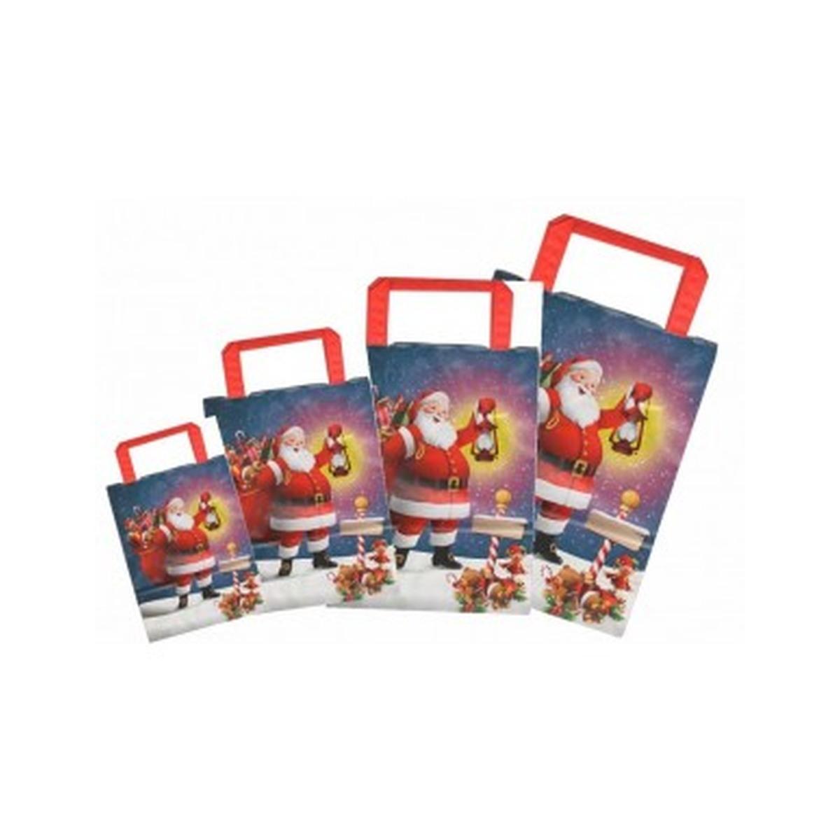 Shoppers carta h 24 x l 18 x p 8 babbo natale manico piatto