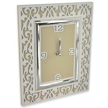 Sveglia 10x15 cm traforato barocco bianco e tortora