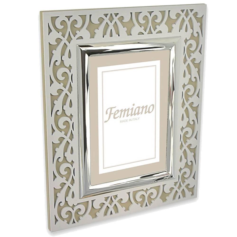 Cornice 20x25 traforato barocco bianco e tortora