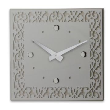 Orologio da parete traforato barocco bianco e tortora 40x40 cm