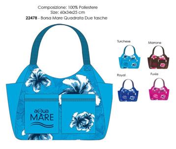 Borsa mare tonda fantasia 100%pl aqua di mare