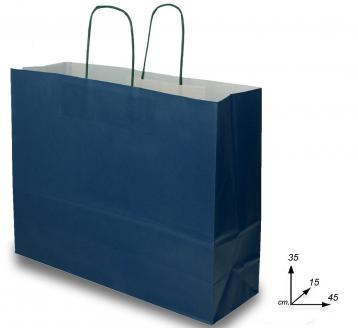 shoppers in carta  colore blu italy manico ritorto h35 x p 15 x l 45