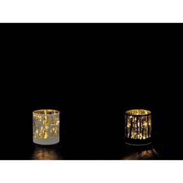 Lampada cilindrica natalizia in vetro 8 led d9x10 cm