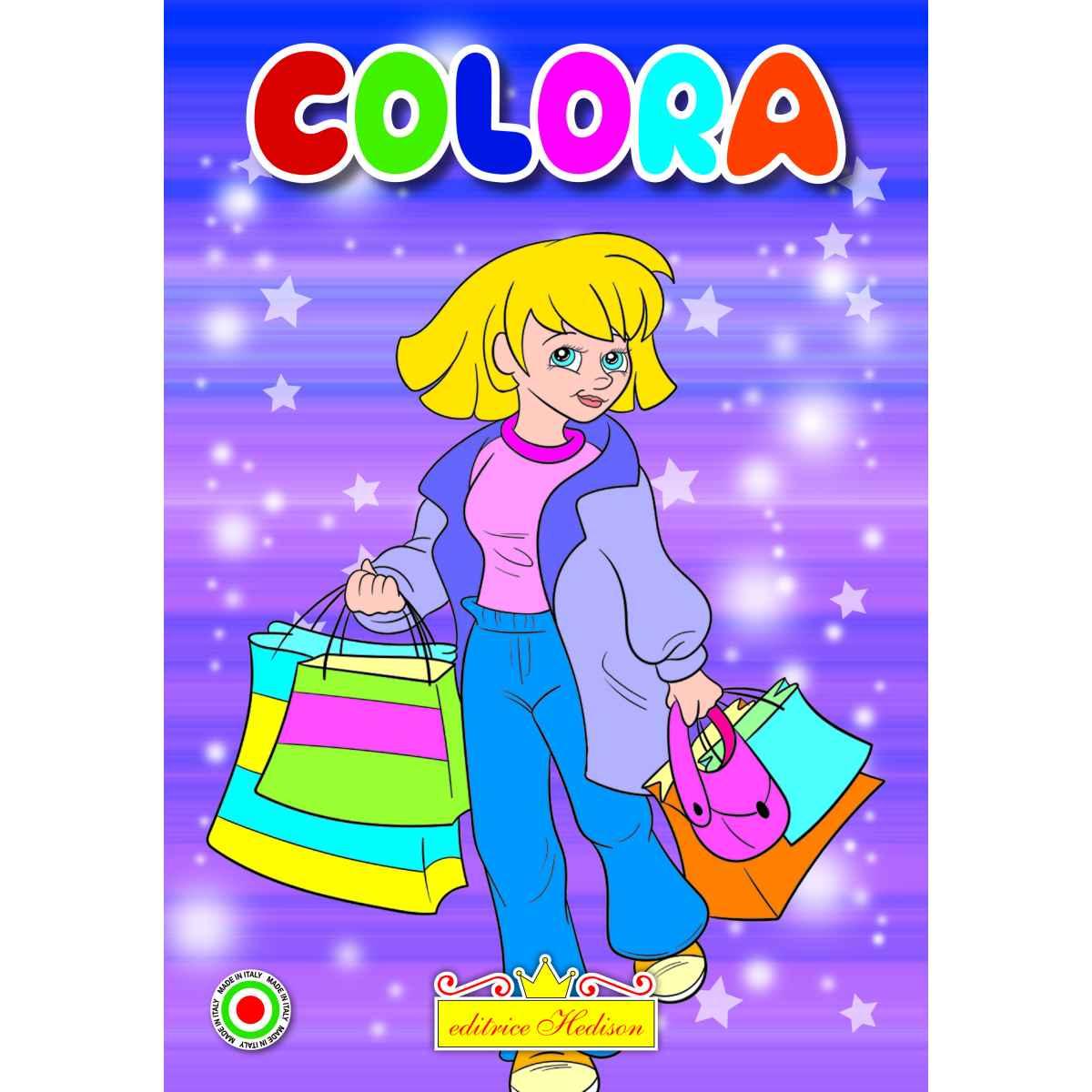 Minicolor 15x21 cm libro da colorare e scrivere ragazze e mezzi di trasporto