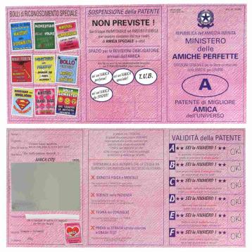 Biglietto + busta patente con specchio ''amica''