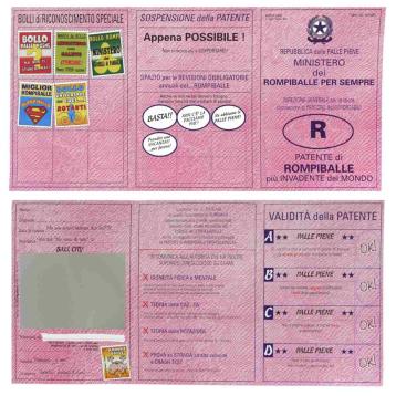 Biglietto + busta patente con specchio ''rompiballe''