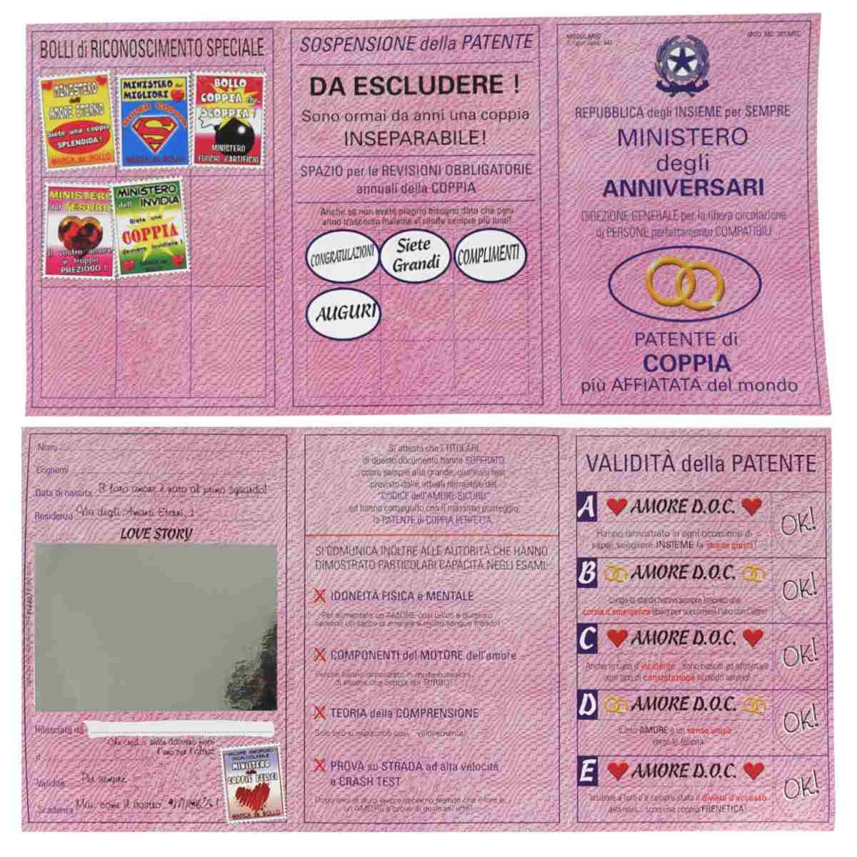 Biglietto + busta patente con specchio ''anniversario''