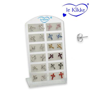 Orecchini croce strass card da 12 paia