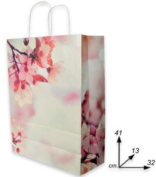 shoppers in carta fantasia fiori di ciliegio H 41X L 32X P 13