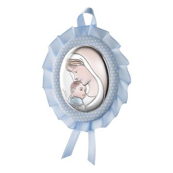 Medaglione culla madonna con bambino 10x13 carillon