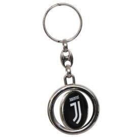 Portachiavi in metallo girevole bianco e nero ufficiale Juventus