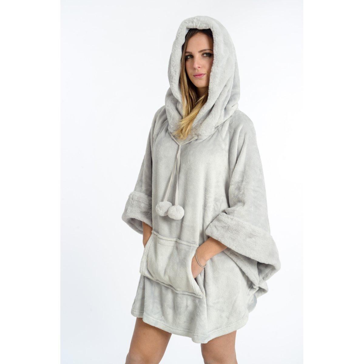 Poncho fashion pon pon grigio ZAM03434298 8029947310784