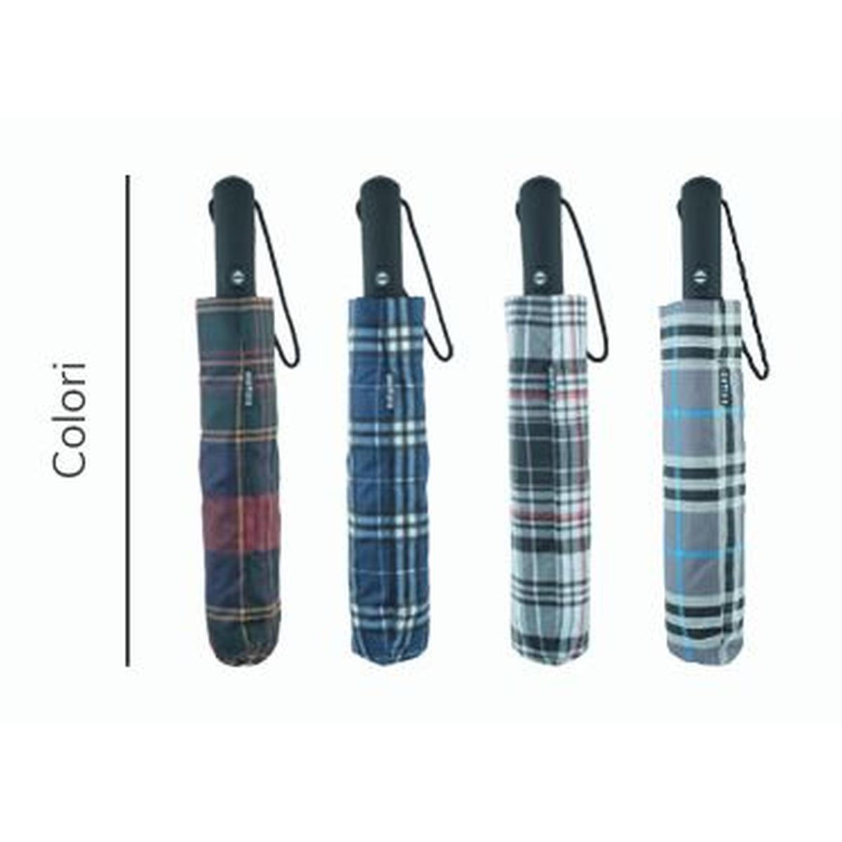 Ombrello golf open-close fantasia scozzese antivento Blue Drop