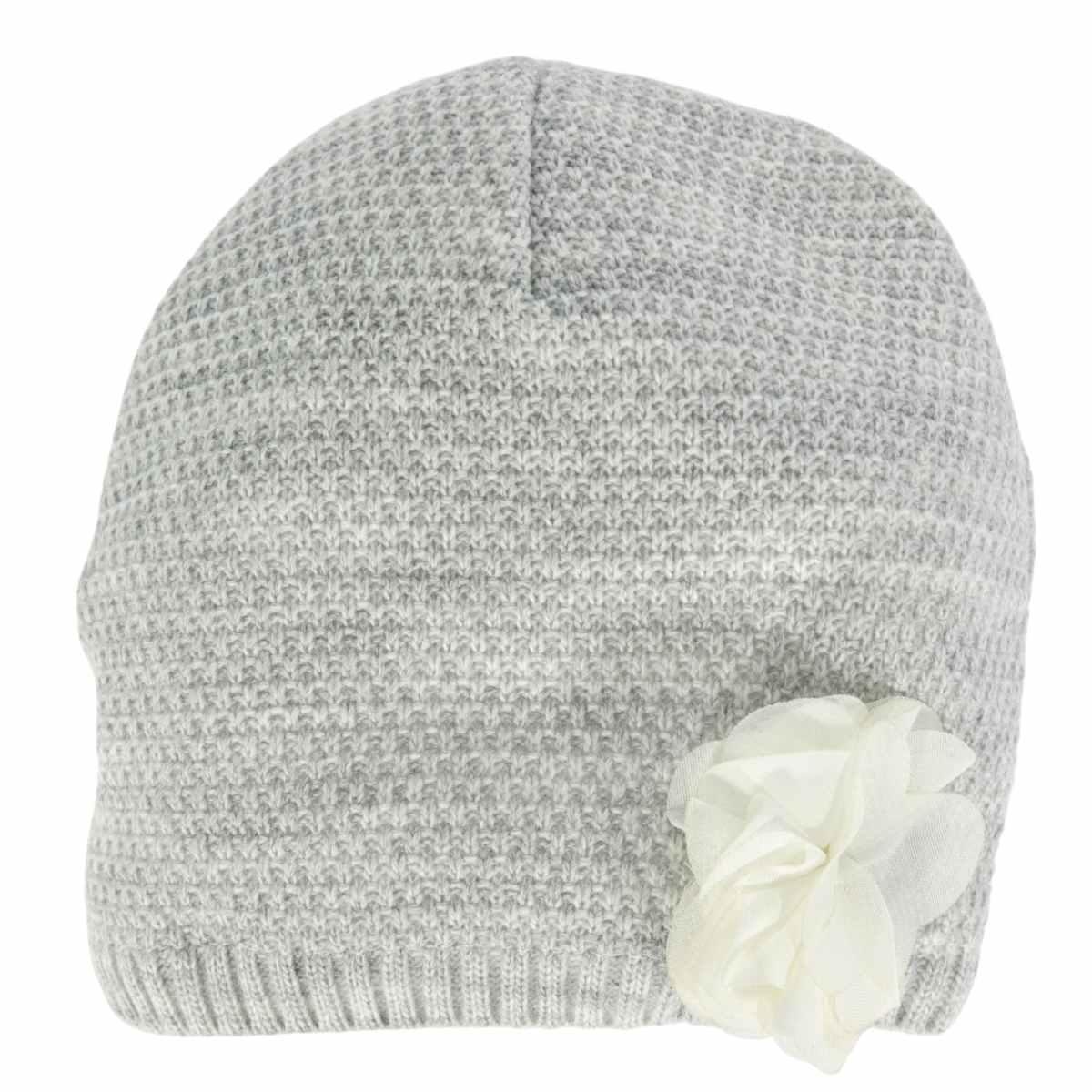 Cappellino bimba in lana con rosellina