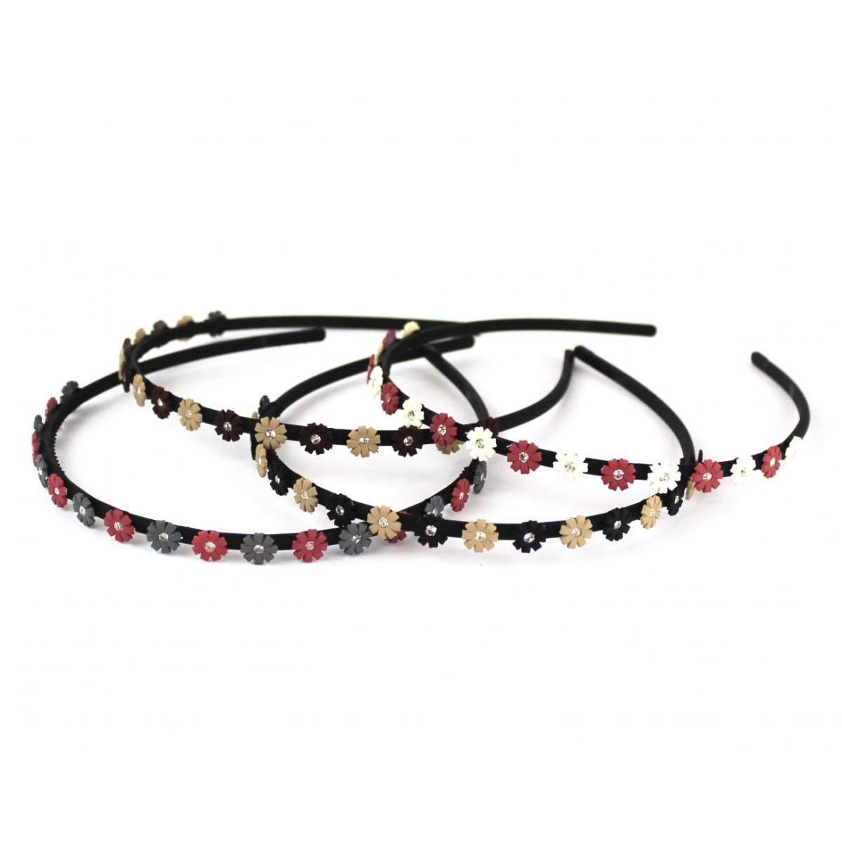 Cerchietto soft touch con fiorellini strass