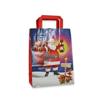 Shoppers in carta h 37 x l 27 x p 12 fantasia babbo natale manico piatto