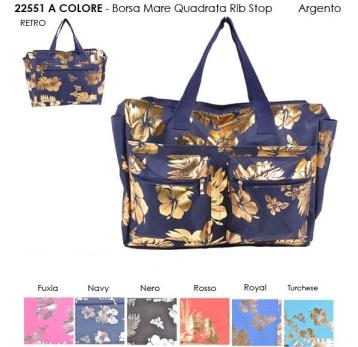 Borsa mare quadrata rib stop oro argento 100%pl aqua di mare
