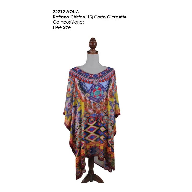 Kaftano georgette hq corto 100% pl aqua di mare