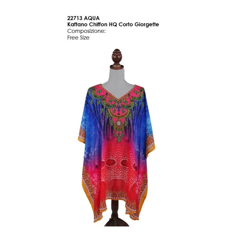 Kaftano georgette hq corto 100% pl aqua di mare