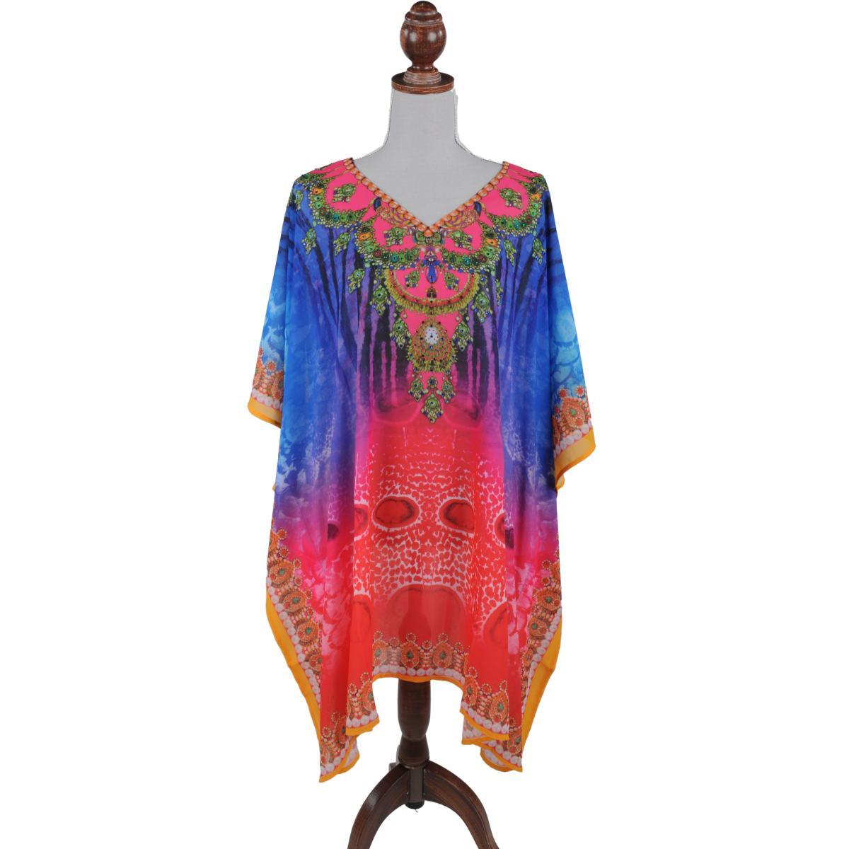 Kaftano georgette hq corto 100% pl aqua di mare