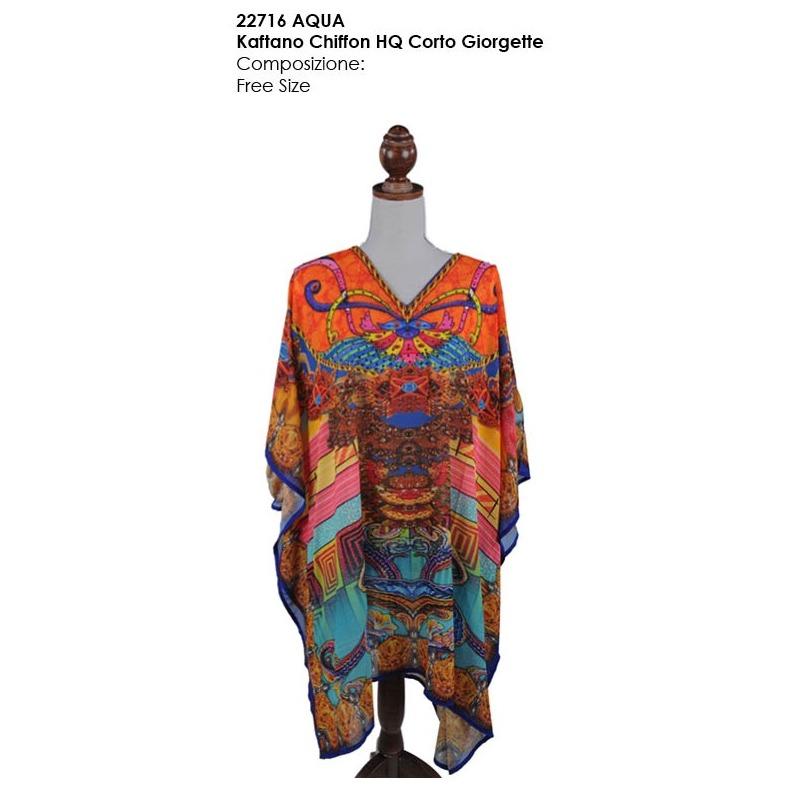 Kaftano georgette hq corto 100% pl aqua di mare